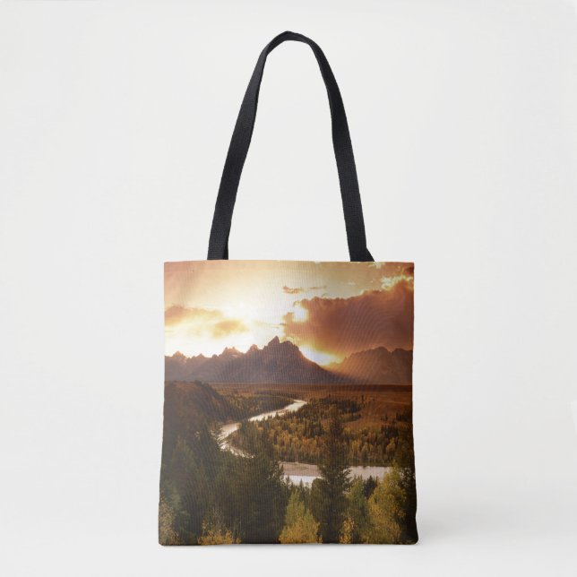 Teton Range bei Sonnenuntergang, vom Snake River (Vorderseite)