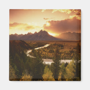 Teton Range bei Sonnenuntergang vom Snake River Magnet