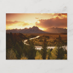 Teton Range bei Sonnenuntergang vom Snake River Postkarte