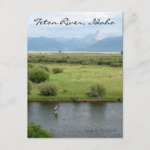 Teton River, Idaho Fisherman Postcard Postkarte