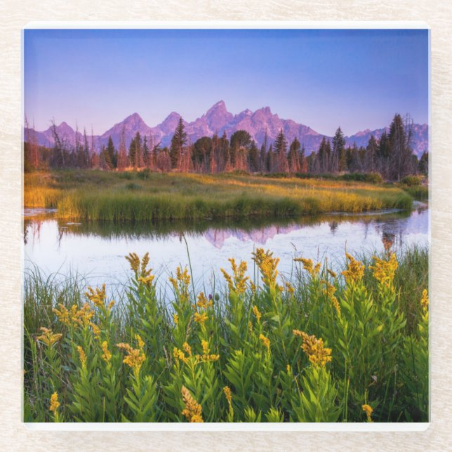 Teton Sonnenaufgang Glasuntersetzer (Vorderseite)