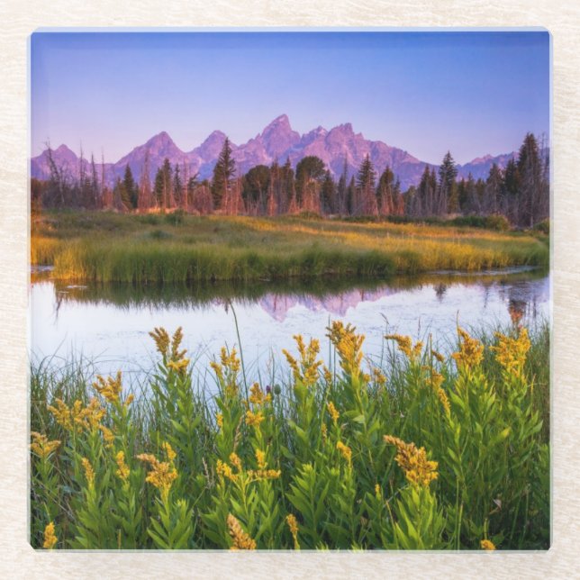 Teton Sonnenaufgang Glasuntersetzer (Vorderseite)