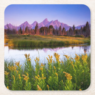 Teton Sonnenaufgang Rechteckiger Pappuntersetzer