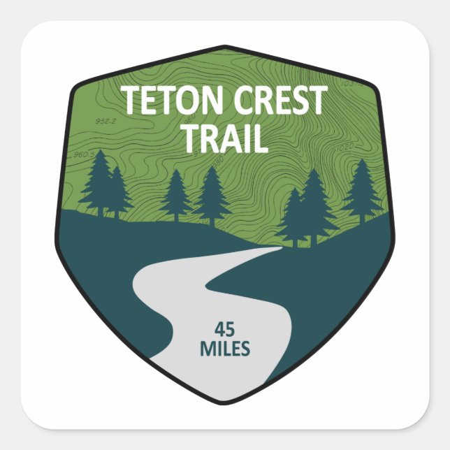 Teton Wappen Trail Quadratischer Aufkleber (Vorderseite)