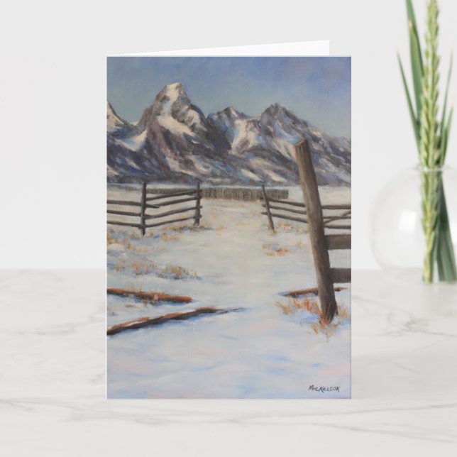 Teton Winter Originale Kunstwerke Jedem Anlass Karte (Vorderseite)