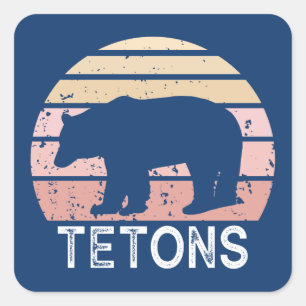 Tetons Retro Bär Quadratischer Aufkleber