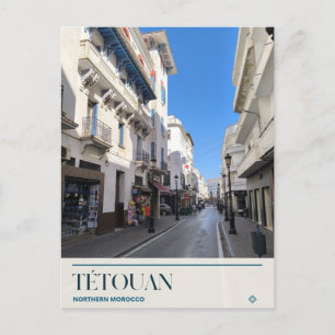 Tétouan Weiße Straße und blaue Fensterläden Postkarte