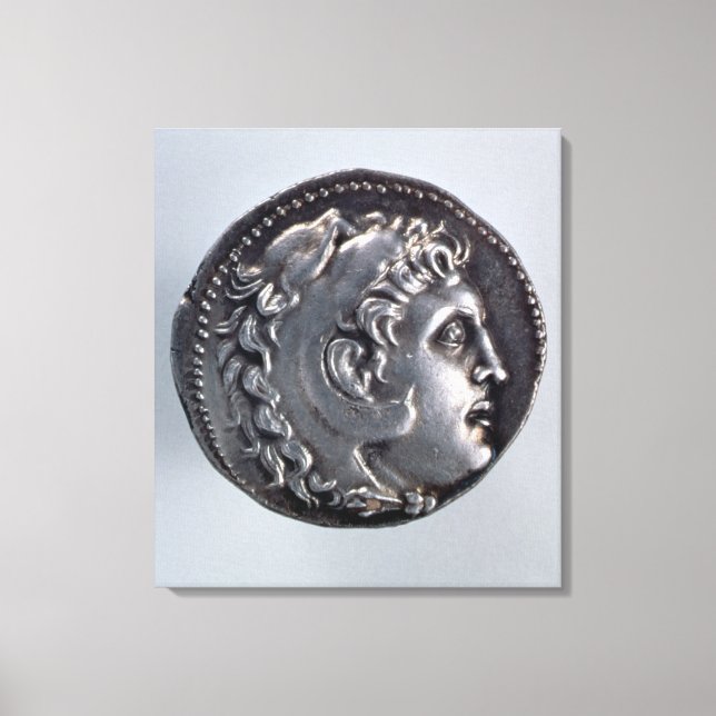 Tetradrachma, das Alexander den Großen darstellt Leinwanddruck (Vorderseite)
