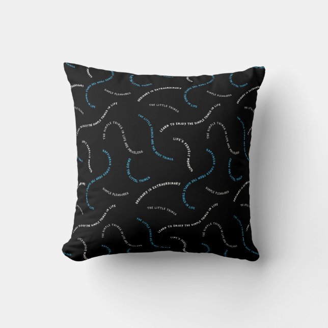teuer | Abstraktes Wavy-Text-Muster Kissen (Vorderseite)