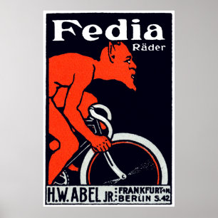 Teufel 1920, der Fahrrad fährt Poster