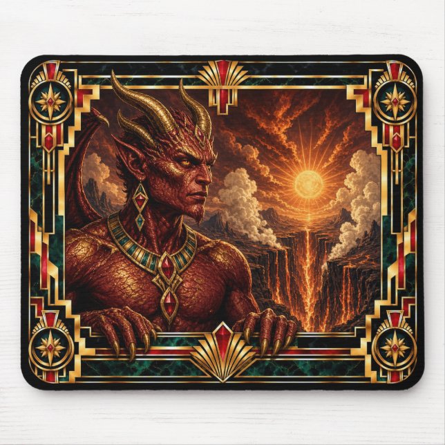 Teufel, Art Deco Mythisch Mousepad (Vorne)
