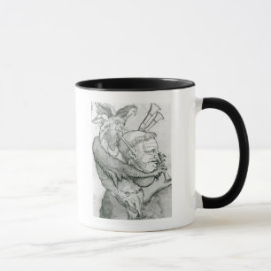 Teufel, der den Kopf des Mannes als Saxophon, 1144 Tasse