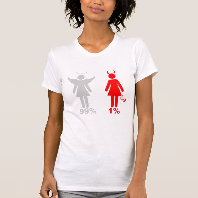 Teufel-Frau 99% Engels-1% T-Shirt (Vorderseite)