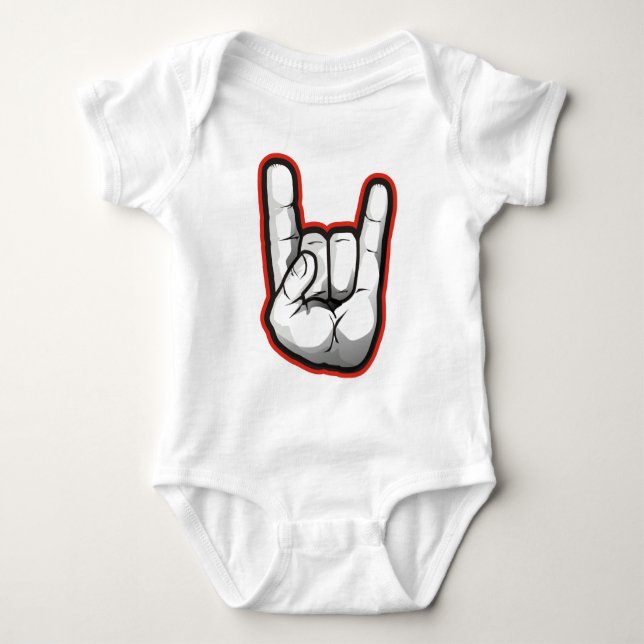 Teufel-Horn-Handzeichen Baby Strampler (Vorderseite)