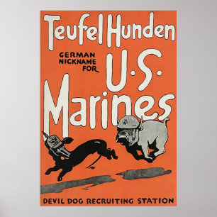 Teufel Hunden ~ Vintager Weltkrieg 1. Poster