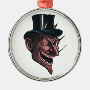 Teufel in einer Tophat Verzierung Silbernes Ornament