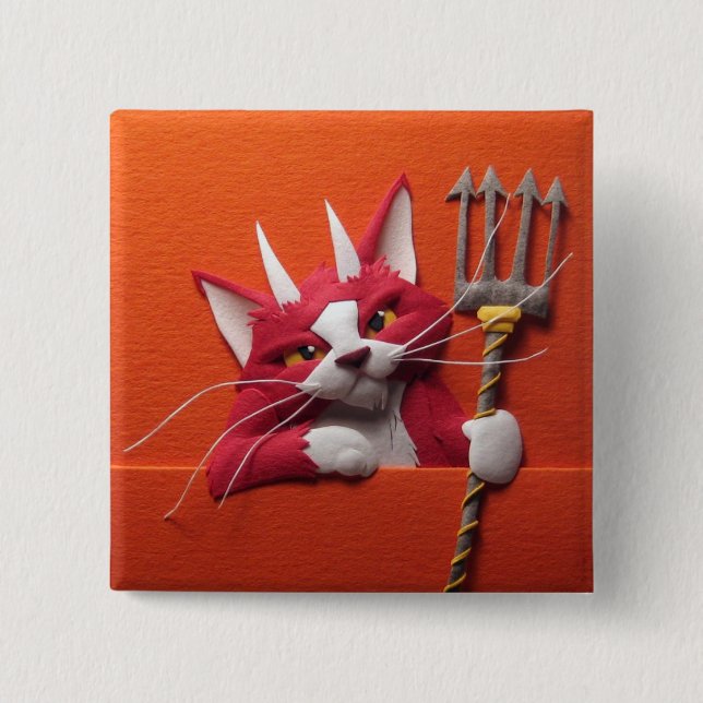 Teufel-Kätzchen-Knopf Button (Vorderseite)