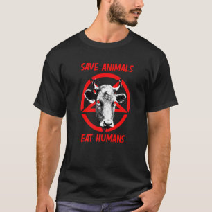 Teufel Kuh Retten Tiere Essen Menschen Satan 666 V T-Shirt
