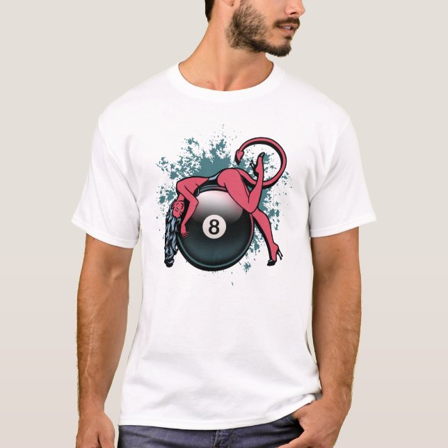 Teufel-Mädchen 8-Ball T-Shirt (Vorderseite)