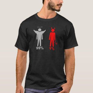 Teufel-Mann 99% Engels-1% T-Shirt