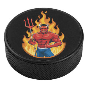 Teufel mit Dreizack Eishockey Puck