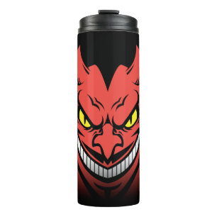 Teufel mit feurigem Grinsen Thermosbecher