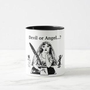 Teufel oder Engel - Vintage Schwarz-Weiß-Kaffeetas Tasse