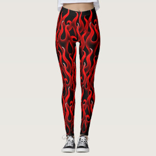 Teufel-Rot-Feuer-Flammen-Halloween-Kostüm Leggings