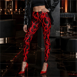 Teufel Rot Feuer Flammen Halloween Kostüm Leggings
