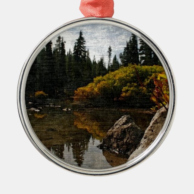 Teufel See, Oregon Kunst Silbernes Ornament (Vorne)