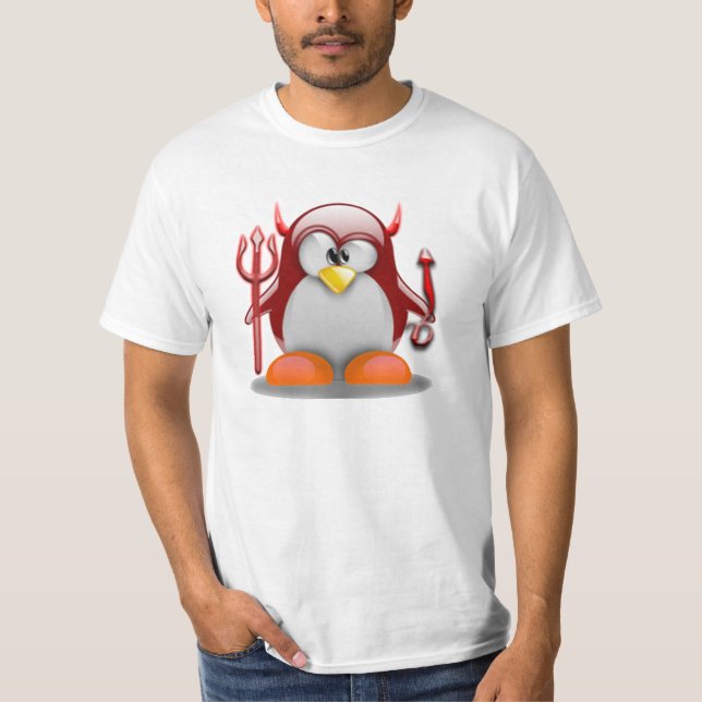 Teufel Tux (Linux Tux) T-Shirt (Vorderseite)