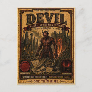 Teufel, Vintage-Zirkus-Monster Postkarte