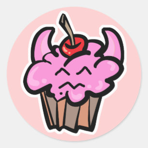Teufels-Schokoladen-Cupcake Runder Aufkleber