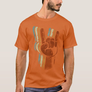 Teufelshörner Zeichen Retro Metall Gabel Rock Hand T-Shirt