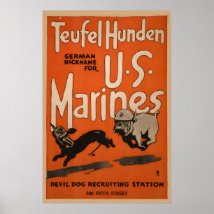 Teufelshund US-Marines -917 WWI US-Marines Rekruti Poster