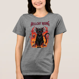 Teufelskatze auf Flammen Halloween Tri-Blend Shirt
