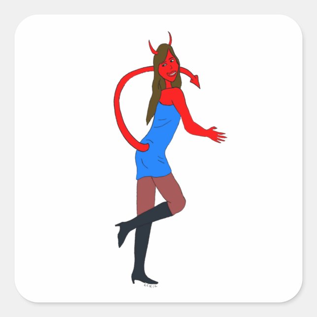 Teufelskerl Quadratischer Aufkleber (Vorderseite)