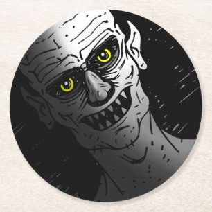 Teuflischer Halloween-Vampir Runder Pappuntersetzer