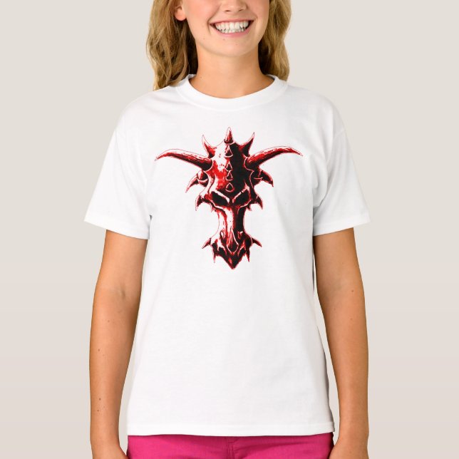 Teuflisches Drache-Schädel-Rot T-Shirt (Vorderseite)
