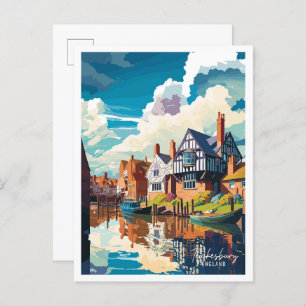 Tewkesbury England Vintage Travel Illustration Postkarte