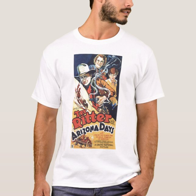 Tex Ritter 1937 Vintager Filmplakat T - Shirt (Vorderseite)