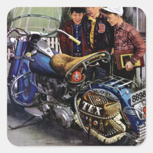 Tex’s Motorcycle Quadratischer Aufkleber