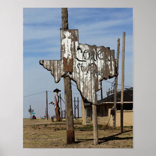 Tex und Texas-Schild Poster (Vorne)