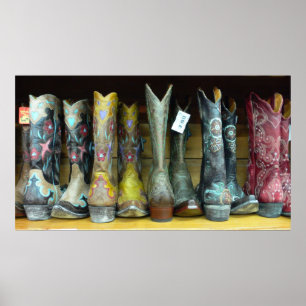 Texan Cowboy Stiefel drucken Poster