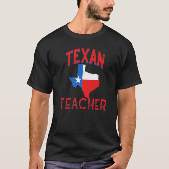 Texan Teacher Flag Proud Texas Vintag T-Shirt (Vorderseite)