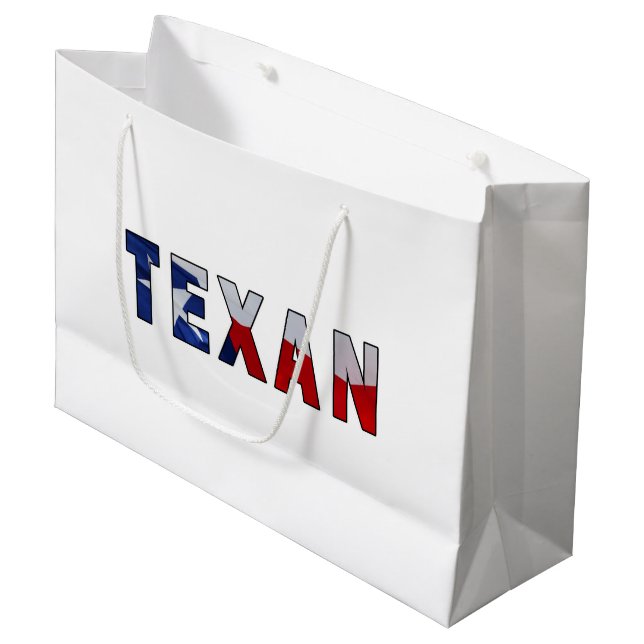 Texan Waving Flag Große Geschenktüte (Vorderseite Schrägansicht)