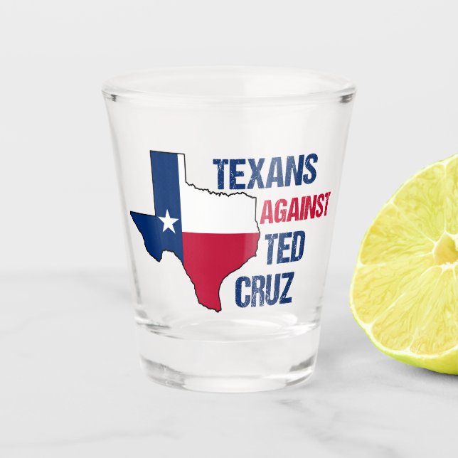 Texaner gegen Ted Cruz 2024 Wahl Schnapsglas (Vorderseite)