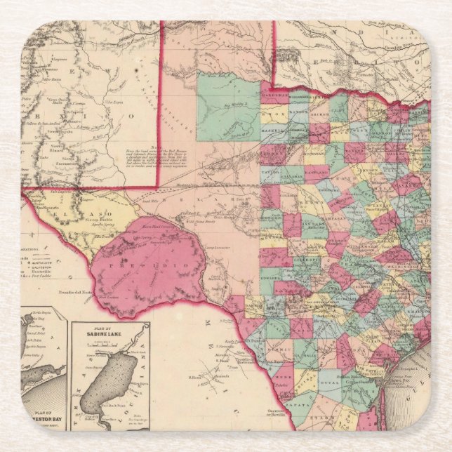 Texas 10 rechteckiger pappuntersetzer (Vorderseite)