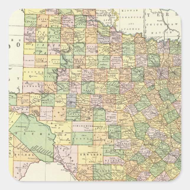 Texas 15 quadratischer aufkleber (Vorderseite)