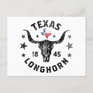 Texas 1845 Vintage Longhorn Cowboy und Rodeo Fan P Postkarte